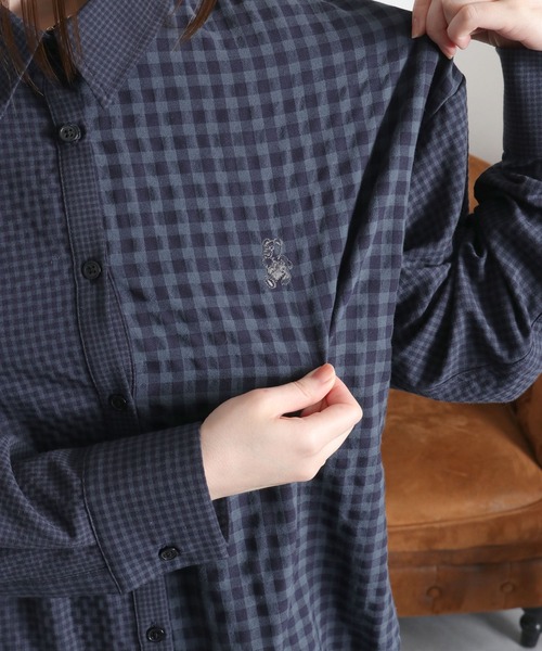 cepo（セポ）の「BLUEDY クマ刺繍ギンガムチェックシャツ（シャツ/ブラウス・レディース・オフホワイト/チャコールグレー・M）」の17枚目の写真