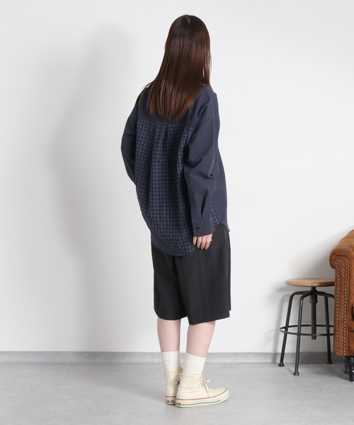 cepo（セポ）の「BLUEDY クマ刺繍ギンガムチェックシャツ（シャツ/ブラウス・レディース・オフホワイト/チャコールグレー・M）」の6枚目の写真