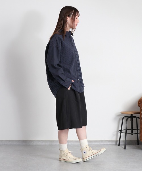 cepo（セポ）の「BLUEDY クマ刺繍ギンガムチェックシャツ（シャツ/ブラウス・レディース・オフホワイト/チャコールグレー・M）」の7枚目の写真
