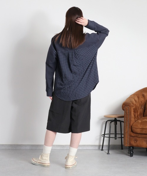 cepo（セポ）の「BLUEDY クマ刺繍ギンガムチェックシャツ（シャツ/ブラウス・レディース・オフホワイト/チャコールグレー・M）」の5枚目の写真