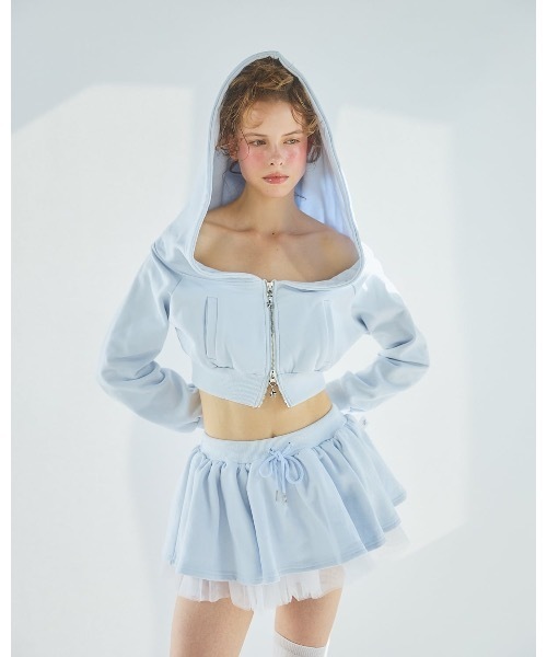 lilLilly（リルリリー）の「オフショルチャームパーカー（パーカー・レディース・ブルー/ホワイト・FREE）」の9枚目の写真