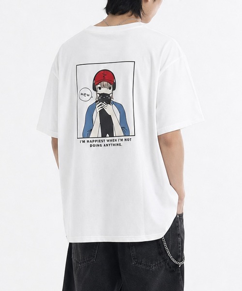 Red Cap Girl（レッドキャプガール）の「【a-r】〔RedCapGirl/レッドキャップガール〕アソートイラスト 二頭身 シルキータッチ半袖Tシャツ 接触冷感/ストレッチ（Tシャツ/カットソー・メンズ・グリーン系1/ピンク系2/ピンク系1/ブラック系2/ホワイト系2/ホワイト系1/グレー系1/ブラック系1/ブラック系3/ホワイト系3/ピンク系3/ブルー系3・LARGE/MEDIUM）」の2枚目の写真