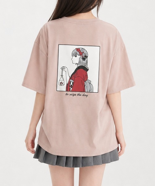 Red Cap Girl（レッドキャプガール）の「【a-r】〔RedCapGirl/レッドキャップガール〕アソートイラスト 二頭身 シルキータッチ半袖Tシャツ 接触冷感/ストレッチ（Tシャツ/カットソー・メンズ・グリーン系1/ピンク系2/ピンク系1/ブラック系2/ホワイト系2/ホワイト系1/グレー系1/ブラック系1/ブラック系3/ホワイト系3/ピンク系3/ブルー系3・LARGE/MEDIUM）」の11枚目の写真