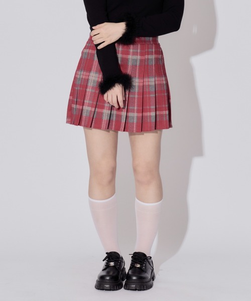 ALLuRing ChaRm(アリュリングチャーム)の「Check Pleated Mini Skirt / チェックプリーツミニスカート(スカート・レディース・ブラック/レッド・FREE)」の21枚目の写真