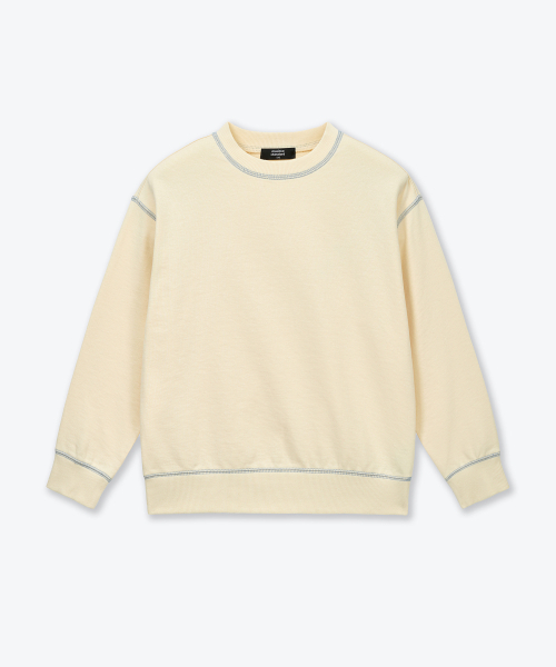 MUSINSA STANDARD KIDS（ムシンサスタンダードキッズ）の「コントラストカバー ステッチ スウェットシャツ [レモンクリーム]（スウェット・レディース・その他・110/120/130/140/150/160）」の3枚目の写真