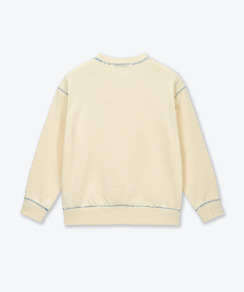 MUSINSA STANDARD KIDS（ムシンサスタンダードキッズ）の「コントラストカバー ステッチ スウェットシャツ [レモンクリーム]（スウェット・レディース・その他・110/120/130/140/150/160）」の4枚目の写真