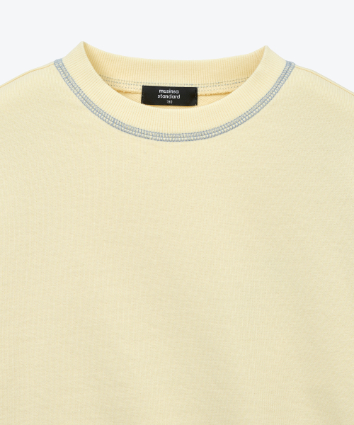 MUSINSA STANDARD KIDS（ムシンサスタンダードキッズ）の「コントラストカバー ステッチ スウェットシャツ [レモンクリーム]（スウェット・レディース・その他・110/120/130/140/150/160）」の5枚目の写真