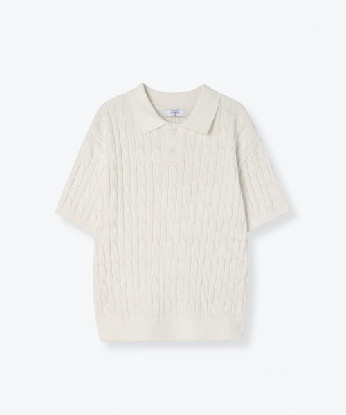MUSINSA STANDARD KIDS（ムシンサスタンダードキッズ）の「ケーブルニットポロシャツ [アイボリー]（ニット/セーター・レディース・その他・130/140/120/150/160/110/100）」の2枚目の写真