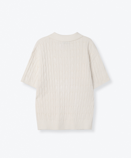 MUSINSA STANDARD KIDS（ムシンサスタンダードキッズ）の「ケーブルニットポロシャツ [アイボリー]（ニット/セーター・レディース・その他・130/140/120/150/160/110/100）」の3枚目の写真