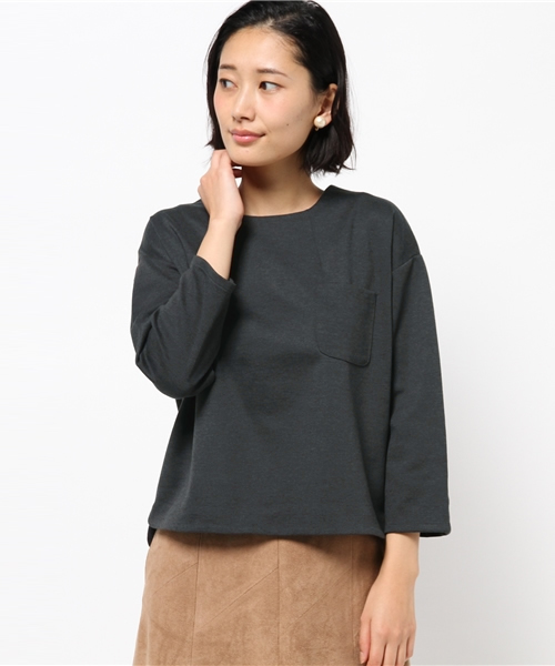 ikka(イッカ)の「Sdv ポケ付きTブラウス(シャツ/ブラウス・レディース・オフホワイト/チャコールグレー・LARGE/MEDIUM)」の1枚目の写真