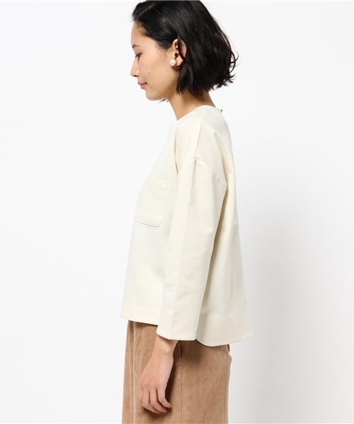 ikka(イッカ)の「Sdv ポケ付きTブラウス(シャツ/ブラウス・レディース・オフホワイト/チャコールグレー・LARGE/MEDIUM)」の10枚目の写真