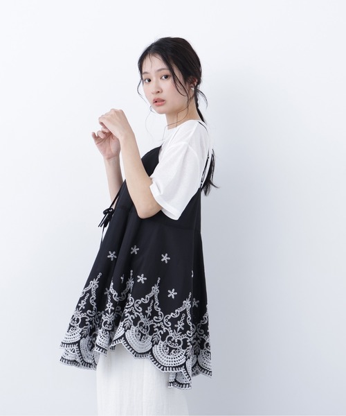 N.（N. Natural Beauty Basic）（エヌエヌナチュラルビューティーベーシック）の「エンブロイダリーキャミチュニック（キャミソール・レディース・ホワイト×レッド/ホワイト×ブラック/ブラック×ホワイト・MEDIUM）」の10枚目の写真