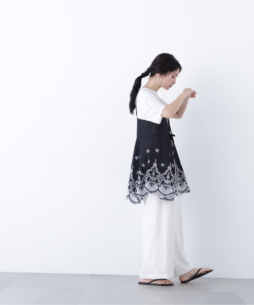 N.（N. Natural Beauty Basic）（エヌエヌナチュラルビューティーベーシック）の「エンブロイダリーキャミチュニック（キャミソール・レディース・ホワイト×レッド/ホワイト×ブラック/ブラック×ホワイト・MEDIUM）」の11枚目の写真