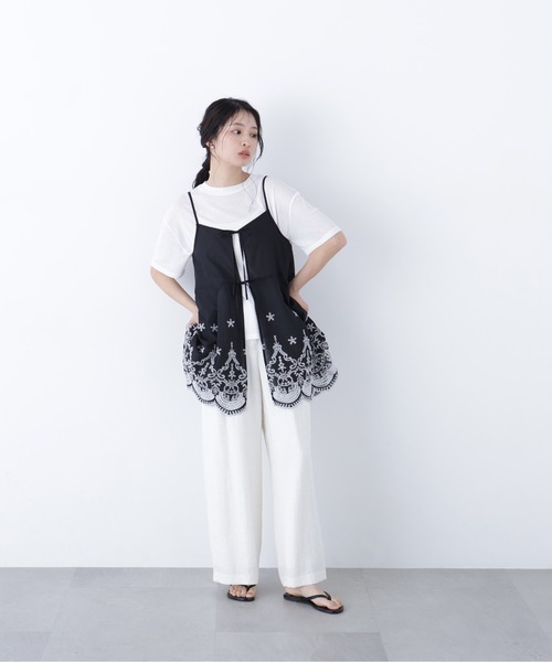 N.（N. Natural Beauty Basic）（エヌエヌナチュラルビューティーベーシック）の「エンブロイダリーキャミチュニック（キャミソール・レディース・ホワイト×レッド/ホワイト×ブラック/ブラック×ホワイト・MEDIUM）」の13枚目の写真