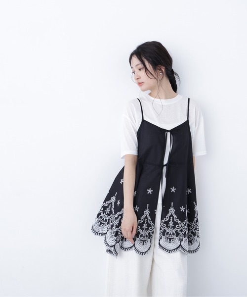 N.（N. Natural Beauty Basic）（エヌエヌナチュラルビューティーベーシック）の「エンブロイダリーキャミチュニック（キャミソール・レディース・ホワイト×レッド/ホワイト×ブラック/ブラック×ホワイト・MEDIUM）」の14枚目の写真