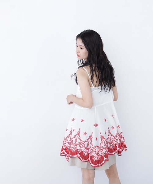 N.（N. Natural Beauty Basic）（エヌエヌナチュラルビューティーベーシック）の「エンブロイダリーキャミチュニック（キャミソール・レディース・ホワイト×レッド/ホワイト×ブラック/ブラック×ホワイト・MEDIUM）」の18枚目の写真