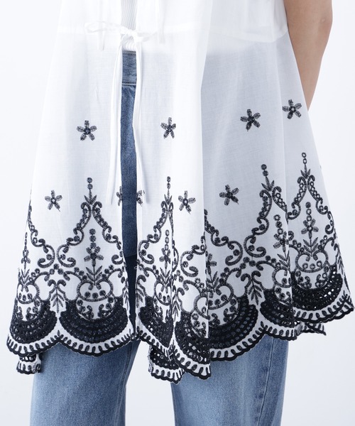 N.（N. Natural Beauty Basic）（エヌエヌナチュラルビューティーベーシック）の「エンブロイダリーキャミチュニック（キャミソール・レディース・ホワイト×レッド/ホワイト×ブラック/ブラック×ホワイト・MEDIUM）」の5枚目の写真