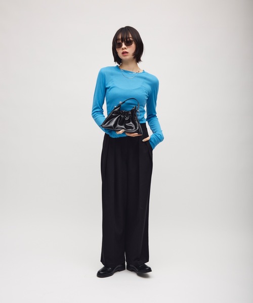 TONER（トナー）の「ミニギャザー巾着バッグ/ロゴプレート付き（ショルダーバッグ・レディース・レッド/ブラウン/ブラック・FREE）」の16枚目の写真