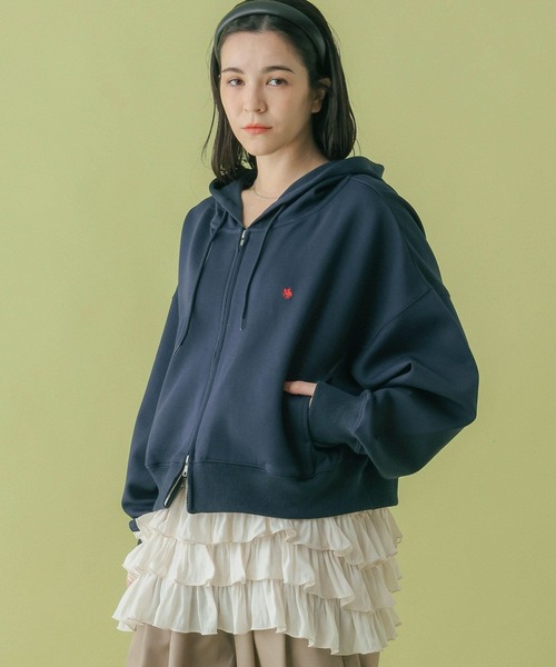 RAGEBLUE(レイジブルー)の「<POLO BCS/ポロ・ビーシーエス>別注/ショート丈ポンチZIPパーカー(パーカー・レディース・ライトピンク/オフホワイト/ネイビー・FREE)」の3枚目の写真