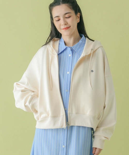 RAGEBLUE(レイジブルー)の「<POLO BCS/ポロ・ビーシーエス>別注/ショート丈ポンチZIPパーカー(パーカー・レディース・ライトピンク/オフホワイト/ネイビー・FREE)」の2枚目の写真