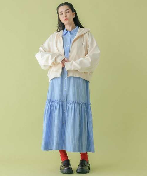 RAGEBLUE(レイジブルー)の「<POLO BCS/ポロ・ビーシーエス>別注/ショート丈ポンチZIPパーカー(パーカー・レディース・ライトピンク/オフホワイト/ネイビー・FREE)」の4枚目の写真