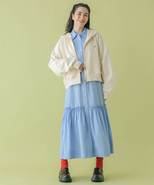 RAGEBLUE(レイジブルー)の「<POLO BCS/ポロ・ビーシーエス>別注/ショート丈ポンチZIPパーカー(パーカー・レディース・ライトピンク/オフホワイト/ネイビー・FREE)」の5枚目の写真