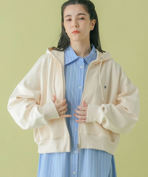 RAGEBLUE(レイジブルー)の「<POLO BCS/ポロ・ビーシーエス>別注/ショート丈ポンチZIPパーカー(パーカー・レディース・ライトピンク/オフホワイト/ネイビー・FREE)」の6枚目の写真