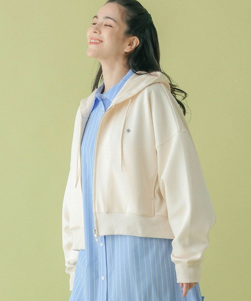 RAGEBLUE(レイジブルー)の「<POLO BCS/ポロ・ビーシーエス>別注/ショート丈ポンチZIPパーカー(パーカー・レディース・ライトピンク/オフホワイト/ネイビー・FREE)」の7枚目の写真