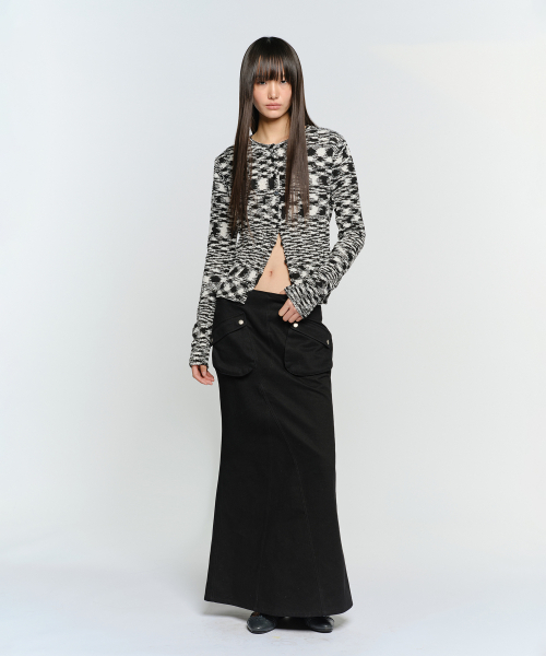 SUNBURNPROJECT(サンバーンプロジェクト)の「DOUBLE POCKET COTTON MAXI SKIRT, BLACK(スカート・レディース・その他・SMALL/MEDIUM)」の1枚目の写真