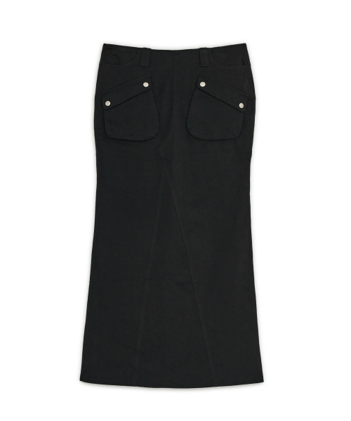 SUNBURNPROJECT(サンバーンプロジェクト)の「DOUBLE POCKET COTTON MAXI SKIRT, BLACK(スカート・レディース・その他・SMALL/MEDIUM)」の2枚目の写真