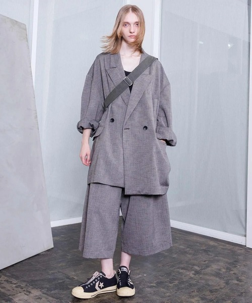 VOAAOV(ヴォアーブ)の「【VOAAOV】TWEED / STRIPE - SET UP Wide Cropped Pants(その他パンツ・メンズ・ネイビー/ブラウン・2/1)」の8枚目の写真