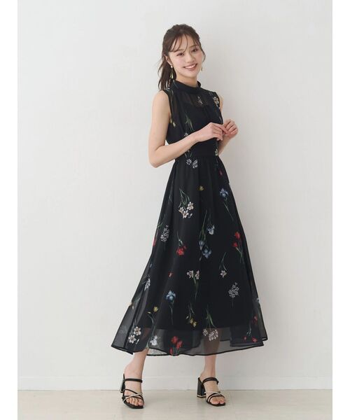 MERCURYDUO（マーキュリーデュオ）の「花柄バックレースアップワンピース（ワンピース・レディース・ブラック/イエロー/ライトグレー・MEDIUM/SMALL）」の4枚目の写真