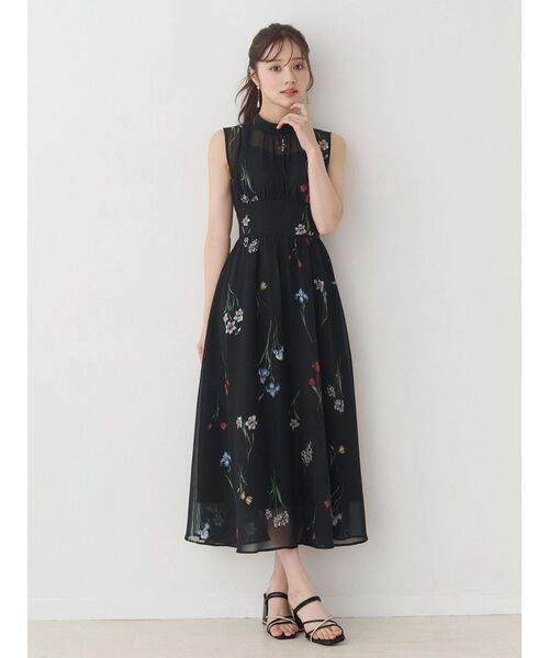 MERCURYDUO（マーキュリーデュオ）の「花柄バックレースアップワンピース（ワンピース・レディース・ブラック/イエロー/ライトグレー・MEDIUM/SMALL）」の5枚目の写真