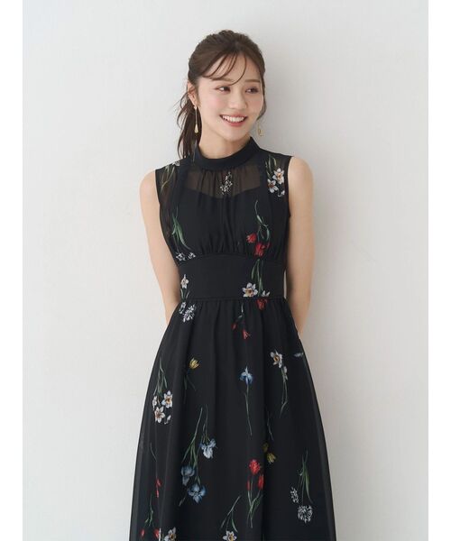 MERCURYDUO（マーキュリーデュオ）の「花柄バックレースアップワンピース（ワンピース・レディース・ブラック/イエロー/ライトグレー・MEDIUM/SMALL）」の6枚目の写真