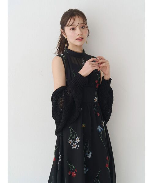 MERCURYDUO（マーキュリーデュオ）の「花柄バックレースアップワンピース（ワンピース・レディース・ブラック/イエロー/ライトグレー・MEDIUM/SMALL）」の14枚目の写真