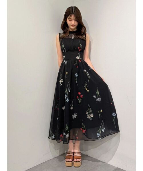 MERCURYDUO（マーキュリーデュオ）の「花柄バックレースアップワンピース（ワンピース・レディース・ブラック/イエロー/ライトグレー・MEDIUM/SMALL）」の13枚目の写真