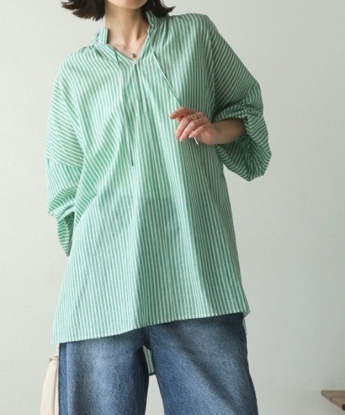 Bou Jeloud(ブージュルード)の「キャンブリックギャザーブラウス(シャツ/ブラウス・レディース・ブルー/グリーン・MEDIUM)」の11枚目の写真