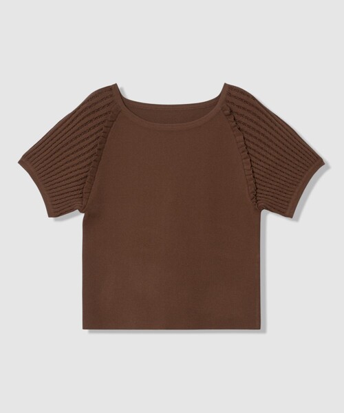 ANAYI（アナイ）の「プチフリルスリーブ プルオーバー（ニット/セーター・レディース・オフホワイト/ブラウン/ピンク・38/36）」の5枚目の写真