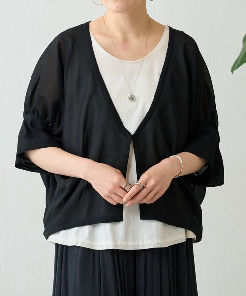 BEARDSLEY（ビアズリー）の「シアーギャザードルマンハオリ（ベスト・レディース・ベージュ/ブラック・FREE）」の6枚目の写真