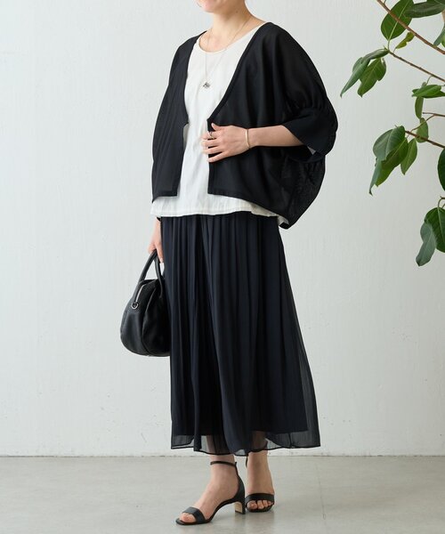 BEARDSLEY（ビアズリー）の「シアーギャザードルマンハオリ（ベスト・レディース・ベージュ/ブラック・FREE）」の7枚目の写真