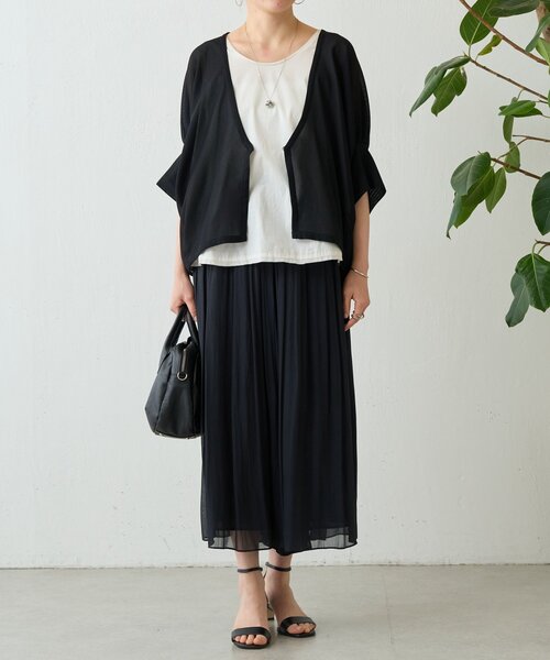 BEARDSLEY（ビアズリー）の「シアーギャザードルマンハオリ（ベスト・レディース・ベージュ/ブラック・FREE）」の8枚目の写真