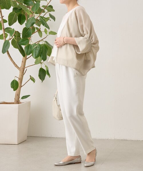 BEARDSLEY（ビアズリー）の「シアーギャザードルマンハオリ（ベスト・レディース・ベージュ/ブラック・FREE）」の3枚目の写真