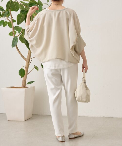 BEARDSLEY（ビアズリー）の「シアーギャザードルマンハオリ（ベスト・レディース・ベージュ/ブラック・FREE）」の4枚目の写真