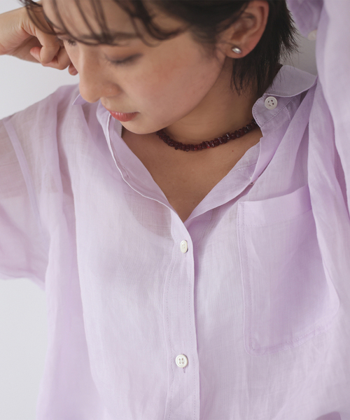 JOURNAL STANDARD relume（ジャーナルスタンダード　レリューム）の「《追加 / 新色》手洗い可 / ラミーオーバーサイズシャツ（シャツ/ブラウス・レディース・ブラウン系その他/ホワイト/バーガンディー/パープル/チャコールグレー・FREE）」の14枚目の写真