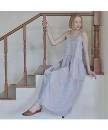 Metal Shirring Long Dress - 2COLOR