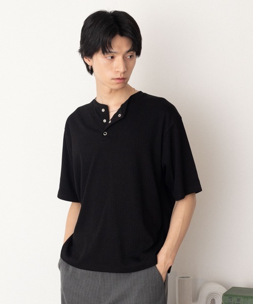 LUCY(ルーシー)の「LUCY/【26年春夏新作】リングドットヘンリーネックリブT(Tシャツ/カットソー・メンズ・ブラック/ブラウン/ブラック系1・LARGE/MEDIUM)」の9枚目の写真