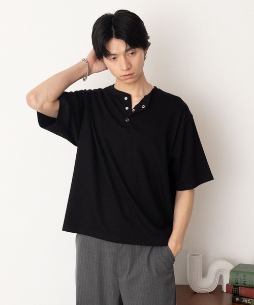 LUCY(ルーシー)の「LUCY/【26年春夏新作】リングドットヘンリーネックリブT(Tシャツ/カットソー・メンズ・ブラック/ブラウン/ブラック系1・LARGE/MEDIUM)」の10枚目の写真