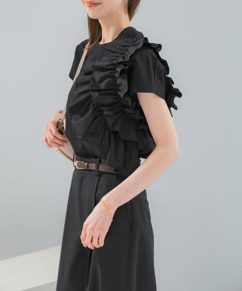 URBAN RESEARCH ROSSO WOMEN(アーバンリサーチ ロッソ)の「フリルドッキングTEEブラウス(Tシャツ/カットソー・レディース・オフホワイト/グレー/ブラック・FREE)」の22枚目の写真