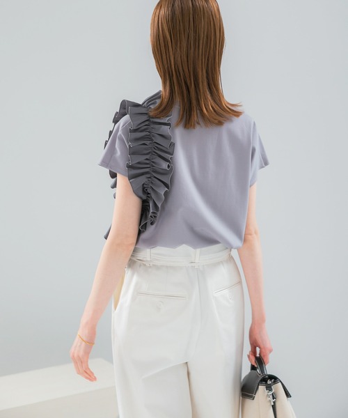 URBAN RESEARCH ROSSO WOMEN（アーバンリサーチ　ロッソ）の「フリルドッキングTEEブラウス（Tシャツ/カットソー・レディース・オフホワイト/グレー/ブラック・FREE）」の14枚目の写真