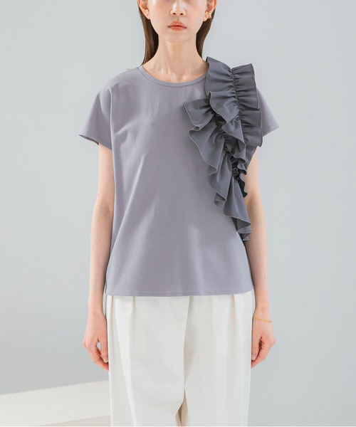 URBAN RESEARCH ROSSO WOMEN（アーバンリサーチ　ロッソ）の「フリルドッキングTEEブラウス（Tシャツ/カットソー・レディース・オフホワイト/グレー/ブラック・FREE）」の20枚目の写真